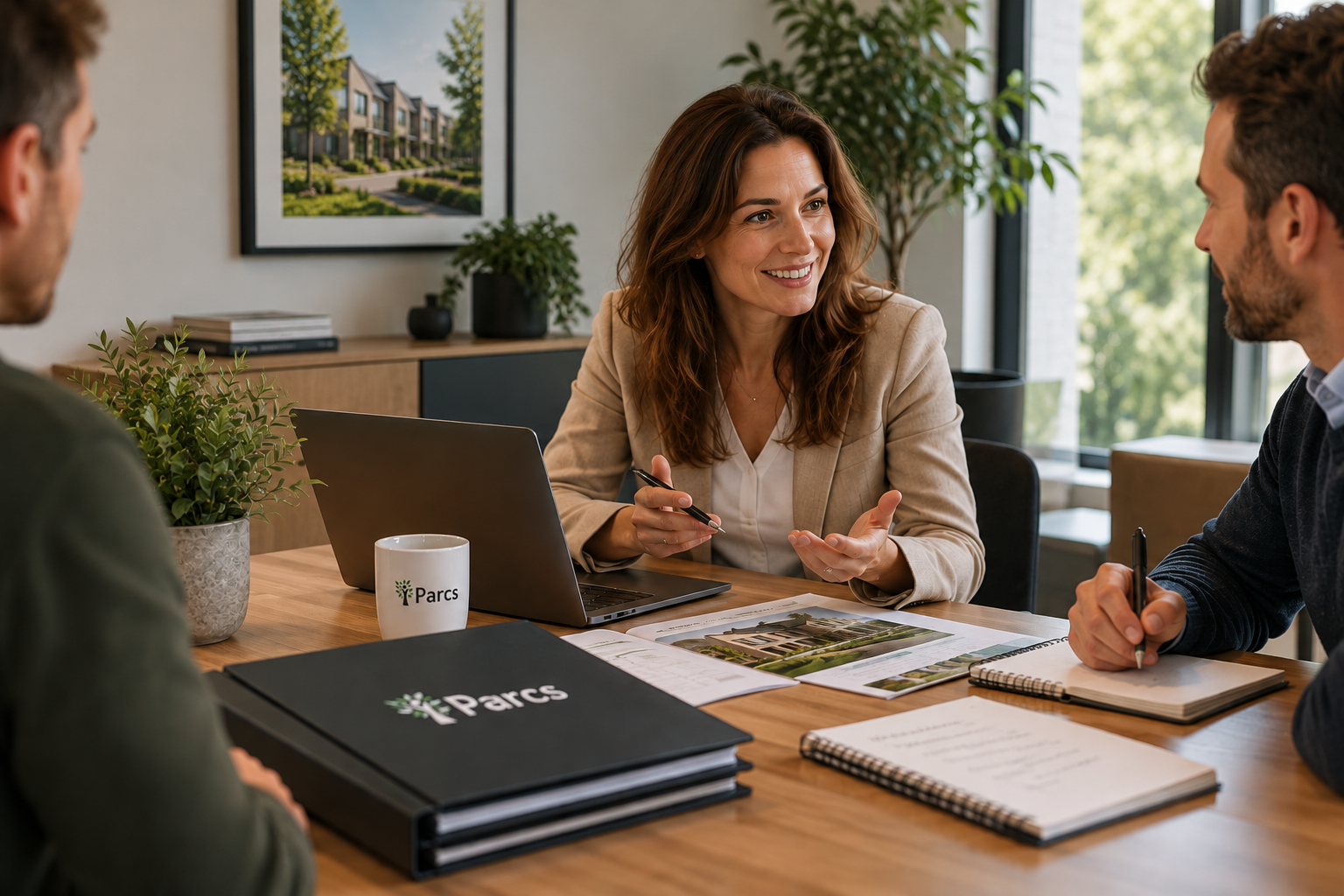 Professioneel Parcs-overleg in groen kantoor